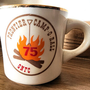 Boy Scouts Of America Ceramic Mug Cup BSA Frontier Camp-O-Ball GNFC 1975